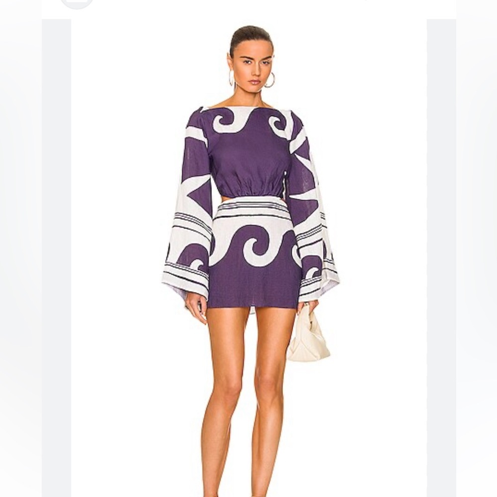 Johanna Ortiz brand new not worn tie back linen wave mini dress size small